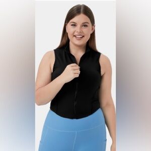 Halara Mock Neck Zip Front Sleeveless Cropped Plus Size Golf Tank Top